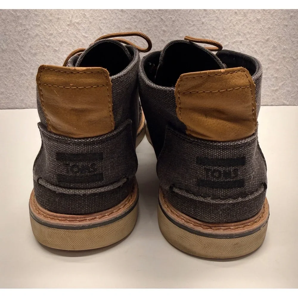TOMS Mens Chukka Boots Charcoal Gray Canvas Whipstitch Moc Toe Size 11 10014362